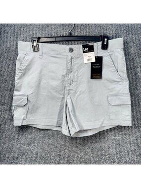 Lee Cargo Shorts Womens 16 Light Gray Mid Rise 5” Ultra Soft Waistband NEW